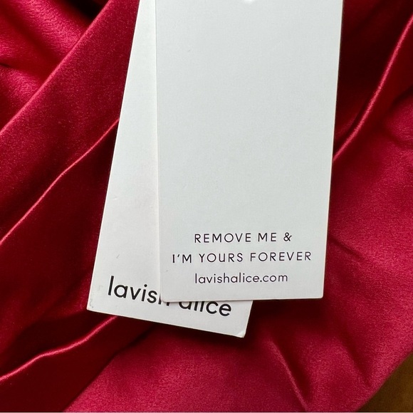 Lavish Alice Pleated One Shoulder Satin Cocktail Midi Dress Red Burgundy 2 NWT - Picture 7 of 16